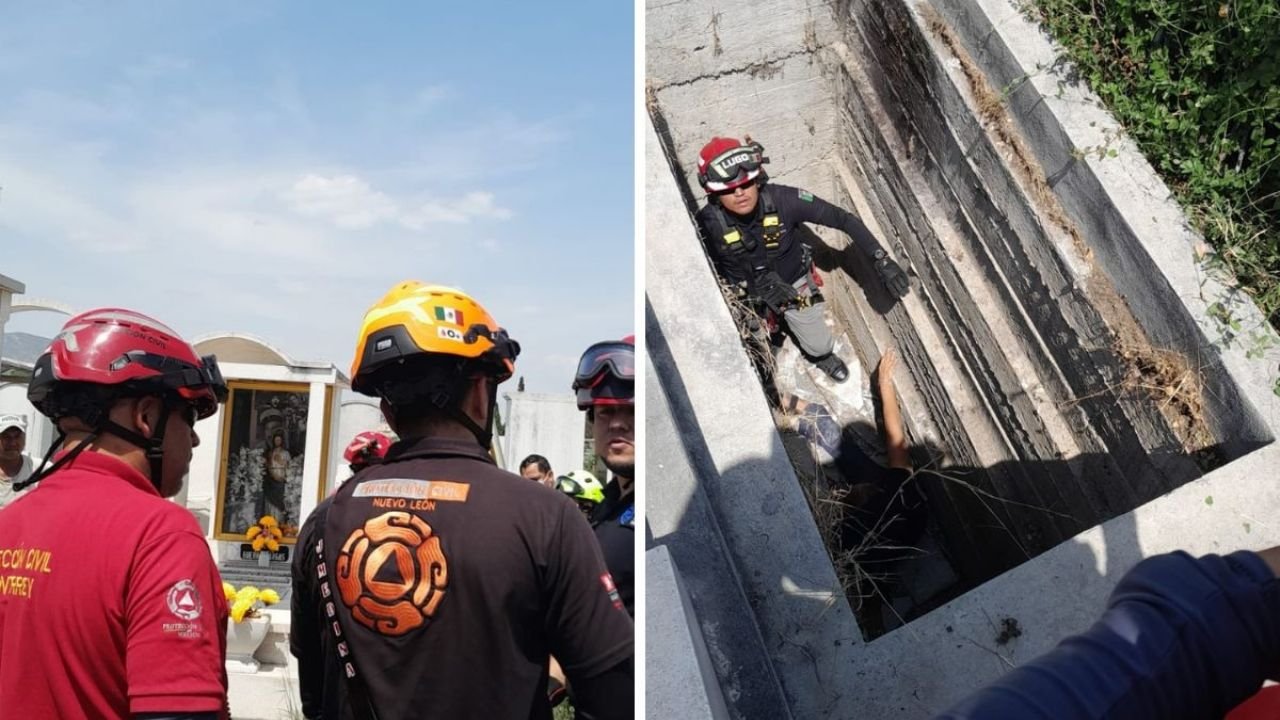 La Rescatan de la Tumba: Proteción Auxilia Civil A Mujer Tras Caída en Panteón de Monterrey