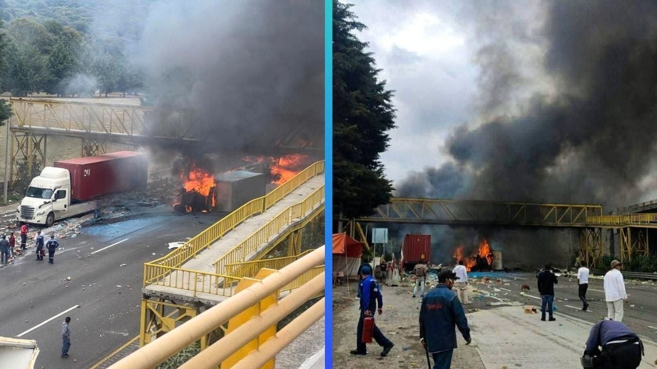 Caos en la México-TOLUCA: Tráiler se Incendia Tras Chocar Con oTros Vehículos (Video)