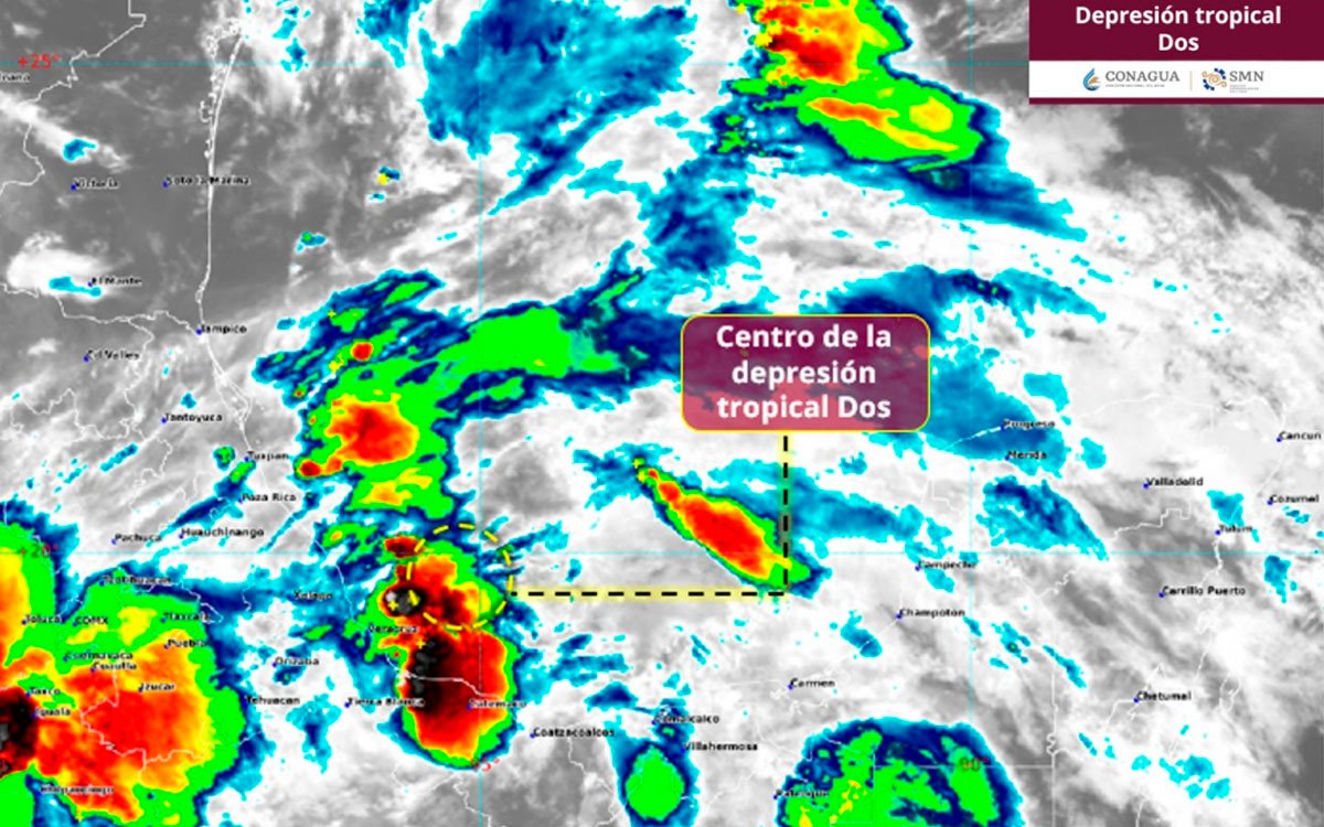 Depresio tropical dos avanza con lluvias intensas y vientos fuerzas en el sureste