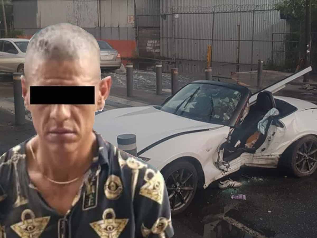 ¿Muy Inteligente? Robó un convertible, lo chocó y terminó detenido en monterrey