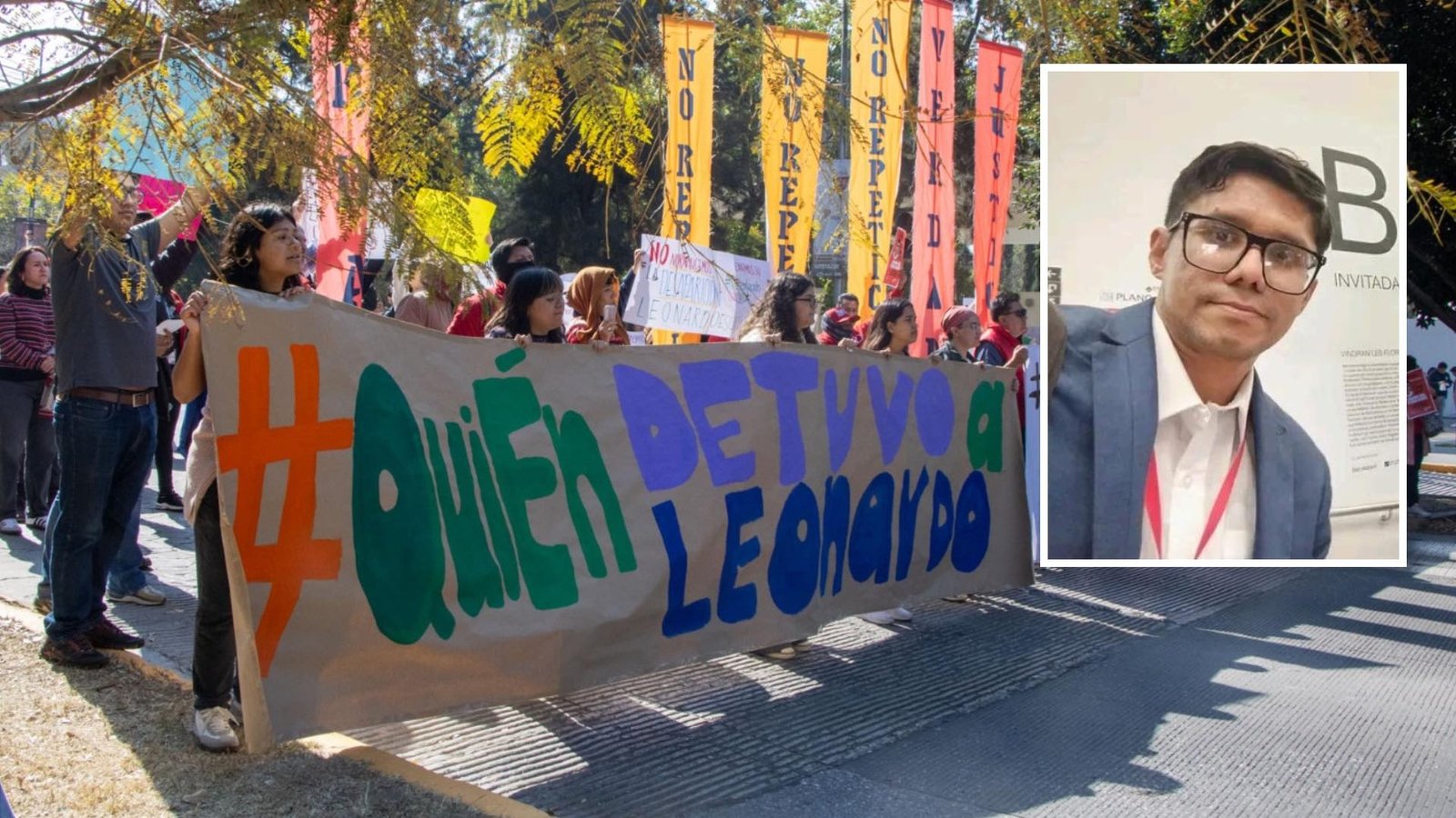 Marchan en Puebla para Exigir el Regreso con Vida del Maestro Leonardo Ariel Escobar Barrios